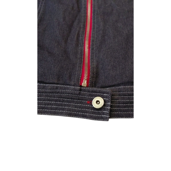 Stylish Women's Denim Jacket with Red Zippers - Picture 7 of 11